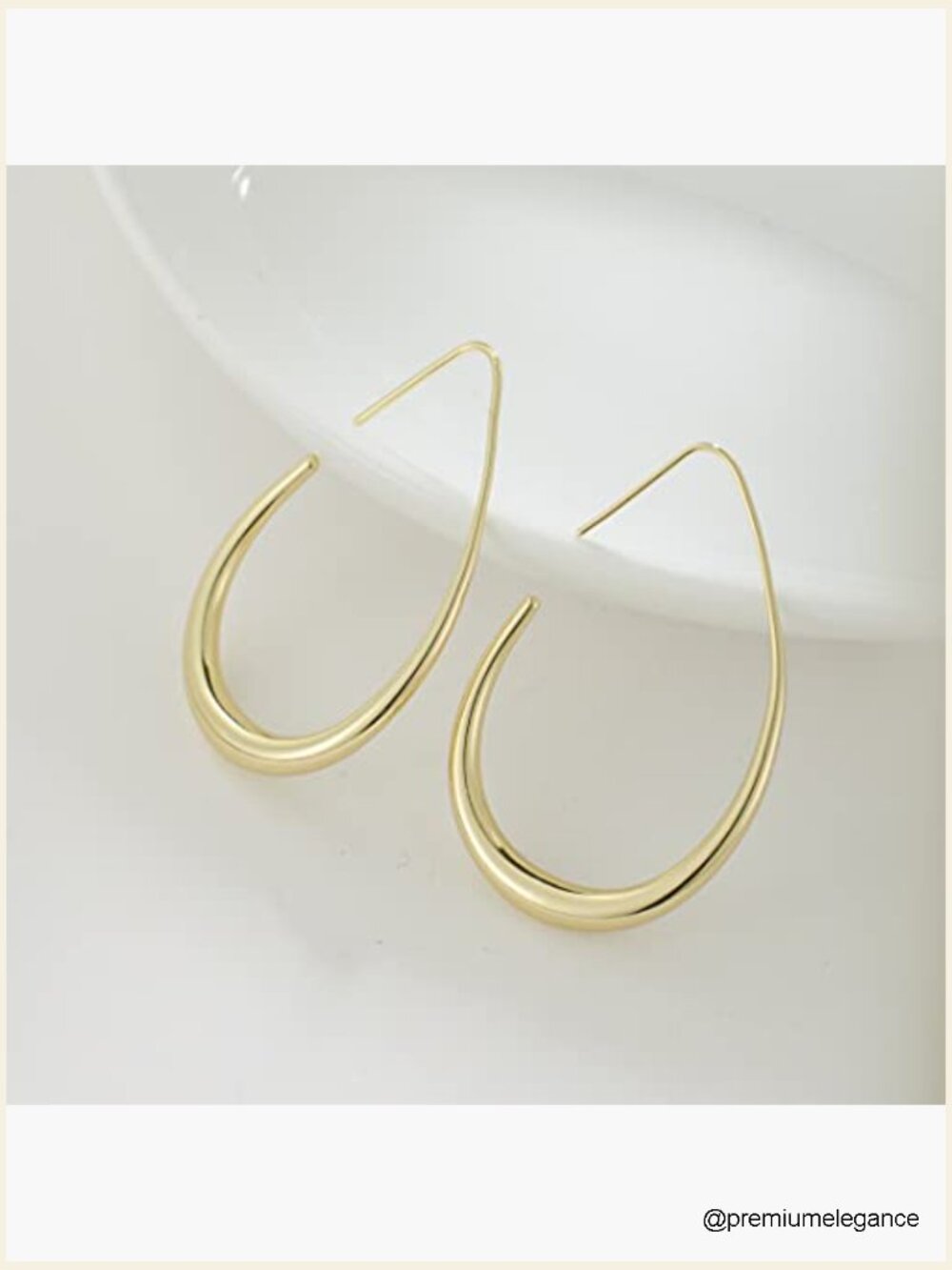 Large Teardrop Hoop Earrings - Lightweight 14k Gold Plated Hypoallergenic - Picture 3 of 7